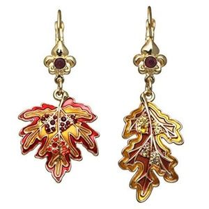 Ritzy Couture Oak & Maple Leaf Fall Foliage Leverback Earrings (Goldtone)